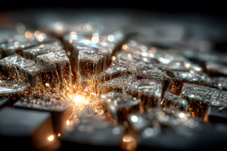 Abstract Cracked Surface with Glowing Sparks Generative AIの素材