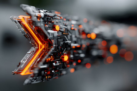 Futuristic Technology Abstract with Neon Orange Highlights for Digital Design Generative AIの素材