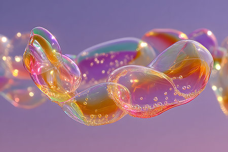 Iridescent Soap Bubbles Against a Soothing Pastel Background for Artistic Designs Generative AIの素材