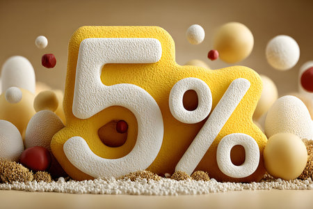 5 Discount Concept: Vibrant 3D Text Design for Promotional Marketing Generative AIの素材