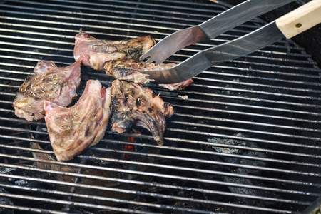 Lamb on grill.の写真素材