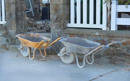 Construction wheelbarrow.の写真素材
