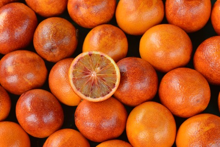 Red oranges on the market Citrus fruitの写真素材