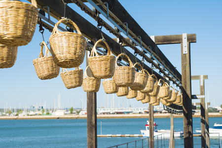 Straw baskets for transporting fish from the ocean to the shore
