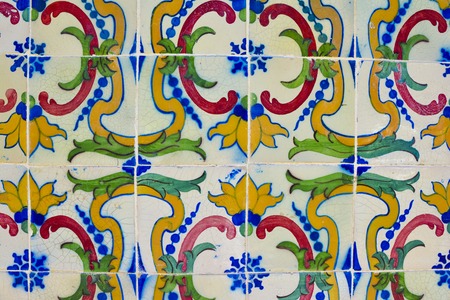 Portuguese azulejo tiles. Watercolor seamless pattern