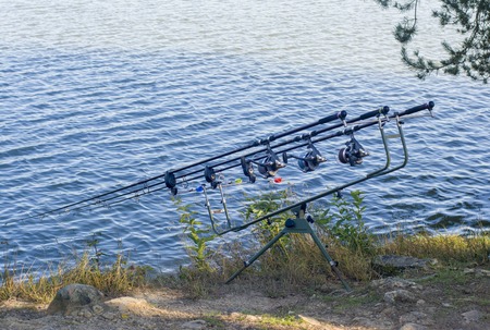 Tripod for fishing rod fishingの写真素材