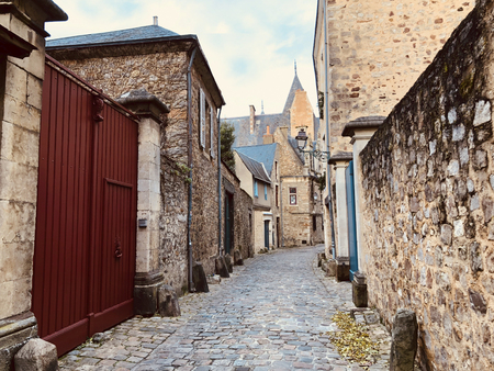 Old part of city Le Mans . Narrow street. Sarthe, Pays de la Loire, France