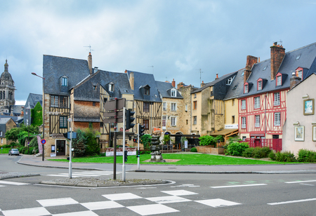 LE MANS, FRANCE - JUNE 12, 2016: Panoramic view of the medieval town Le mans with half-timbered...