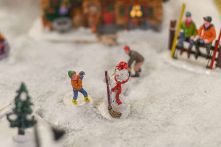 Winter scene from ceramic figuresの写真素材