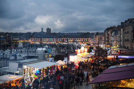 DIEPPE, FRANCE - NOVEMBER 16, 2019: 50th Fair of Herring and scallop shell at a port of Dieppeのeditorial素材