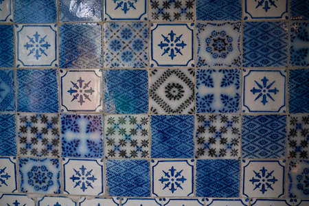 Portuguese azulejos tiles. Watercolor seamless pattern