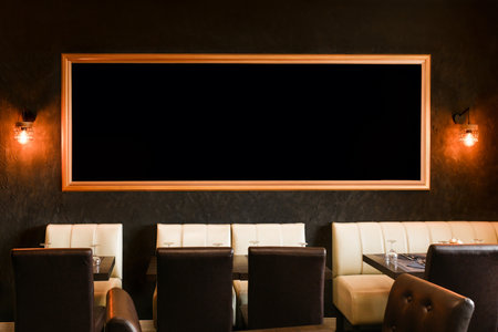 Blackboard menu at restaurant.Empty copy spaceの写真素材