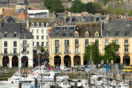 DIEPPE, FRANCE - MAY 12, 2022: Top view from above to the city Dieppeのeditorial素材