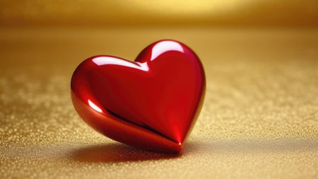 Red heart on a gold background. Valentine's Dayの素材