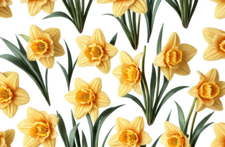 Daffodils on a white background. Celebrating St. David's Dayの素材
