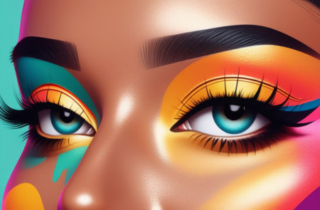 Woman with colored makeup Closeup of eyesの素材
