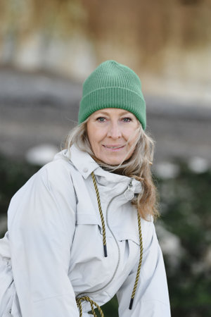 Portrait of a fifty-year-old woman with a smileの写真素材