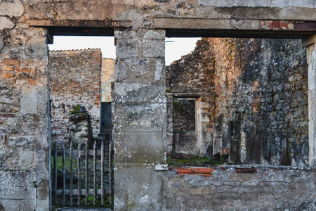 Destroyed building during World War II in Oradour-sur-Glane, Franceの写真素材
