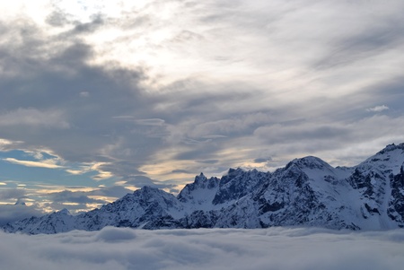clouds on cervinia from plateau rosa