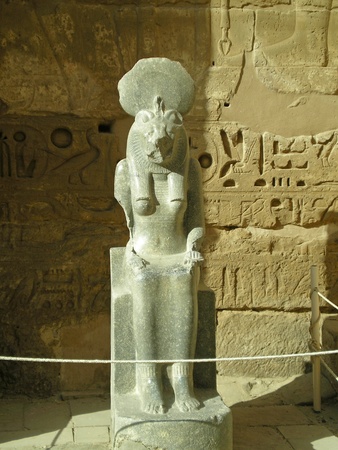 statue of a god inside the ramesseum in egypt