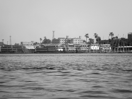 cruising ships on river nile in luxorのeditorial素材