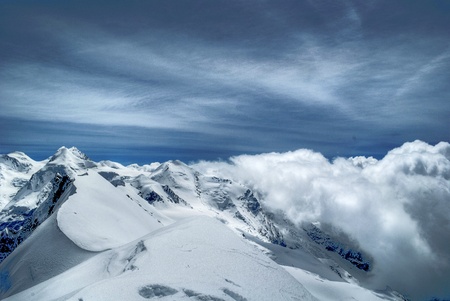 landscape from the summit of western breithornの写真素材