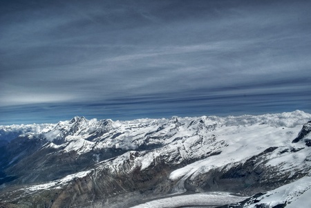 landscape from the summit of western breithornの写真素材