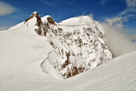 view of monte rosa from vincent pyramid summitの写真素材