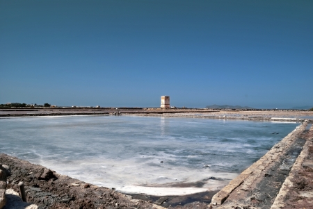 saltern of trapani in sicilyの写真素材