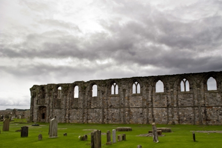ruins of the cathedral of saint andrews in scotlandの写真素材