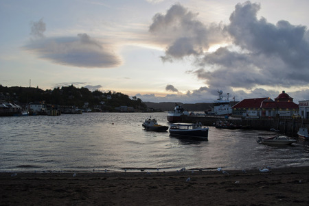 oban seaport at dusk in scotlandのeditorial素材