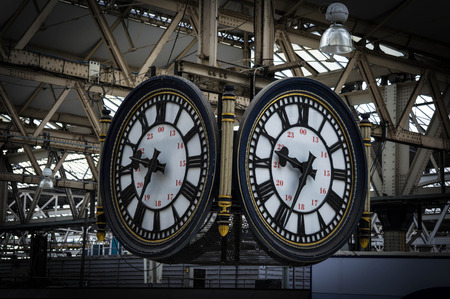 clock of the waterloo station in londonの写真素材