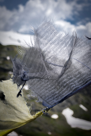 tibetan flag at deffeyes refugeの写真素材