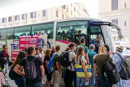 Rome, Termini station passengers Board the bus to the airport. Italy, Rome may 2019のeditorial素材