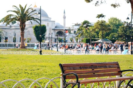 Bench in Sultan Ahmet Park in Istanbul.の写真素材