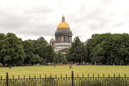 Saint Petersburg, Saint Isaac's Cathedral or Isaakievskiy Sobor Alexander garden, summer day....