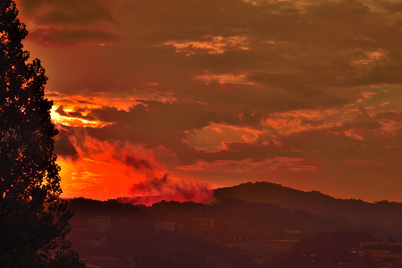 Dawn in the mountains. Caucasus. Sochi. Russia.の写真素材