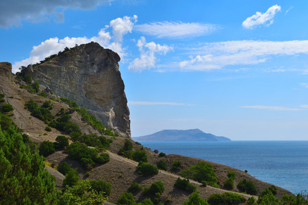 an amazing view opens from the mountains to the Black Sea coast.の写真素材