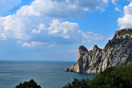 an amazing view opens from the mountains to the Black Sea coast.の写真素材