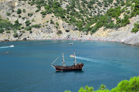 an amazing view opens from the mountains to the Black Sea coast.の写真素材