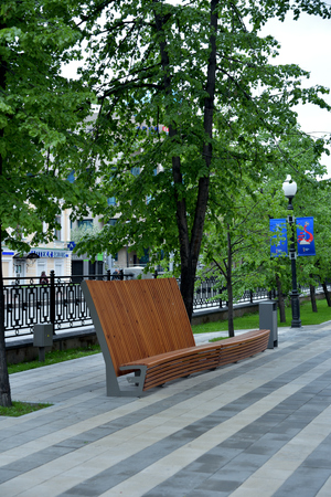 Alley to the stadium in Yekaterinburg, where the games of the World Cup will be held. With original benches.のeditorial素材