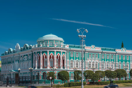 The Sevastyanov House (also the House of Trade Unions) is a historical and architectural monument located in Yekaterinburg at 35 Lenin Avenue (Lenin-Gorky intersection).のeditorial素材