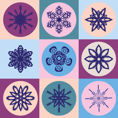 icons snowflakes with long shadowsのイラスト素材