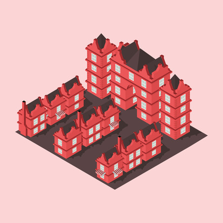best residential complex isometric in vector formatのイラスト素材