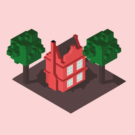 private house isometric のイラスト素材