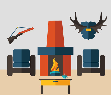 flat interior of the hunter in vector formatのイラスト素材