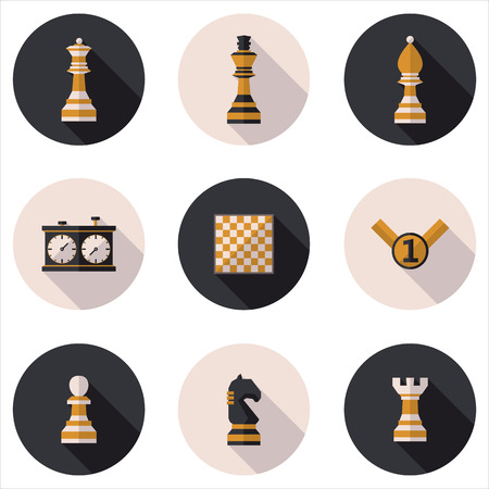 flat chess iconsのイラスト素材