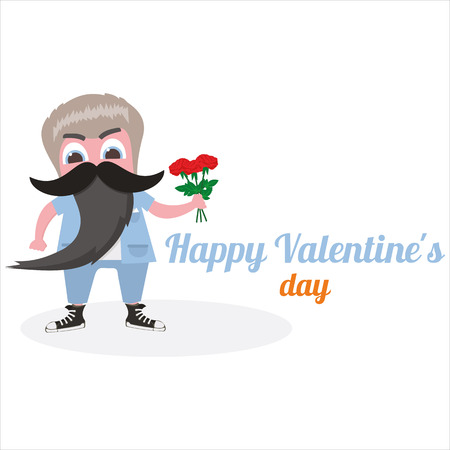 best flat guy Valentine day のイラスト素材