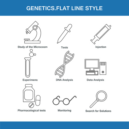 genetics  flat line style in vector formatのイラスト素材
