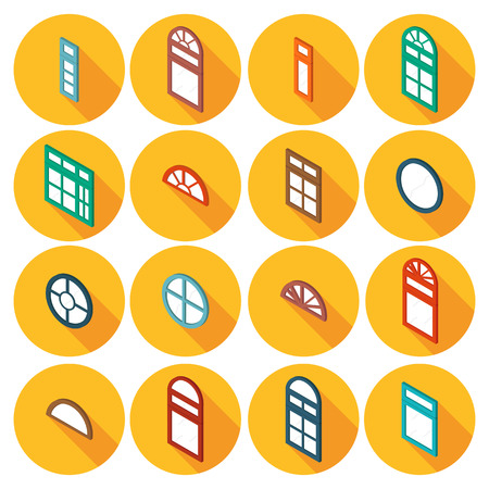 color 3d isometric set of flat icons windowのイラスト素材